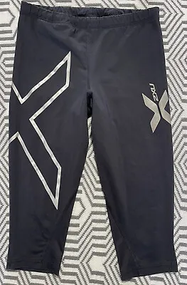 2XU Womens Black Cropped 3/4 Length Compression Tights With Drawstring Size M • $25.49