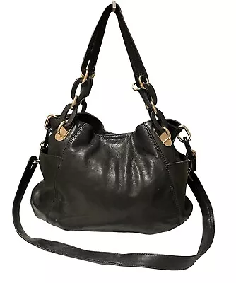 Vintage Michael Kors Fulton Black Leather Shoulder Hobo Bag • $38