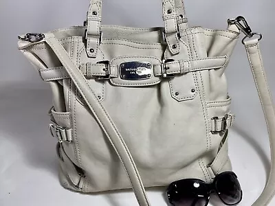 MICHAEL KORS Gansevoort Shoulder Bag Handbag Tote Purse Off White Cream Leather • $80.75