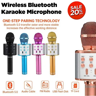 Bluetooth Karaoke Microphone Speaker Handheld Mic KTV Player Wireless Party Mic • £8.97