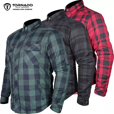 Mens Tornado Motorcycle Motorbike Impact Shirt   ARAMID Lined CE Armour Protect • $67.82