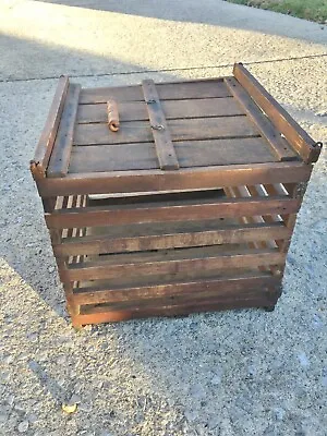Owosso Michigan Egg Crate Box Vintage Farm Wood 12.75 X 13 X 12  3 Dozen W/Lid • $55.99
