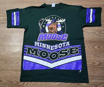 Vintage 90s IHL Minnesota Moose Salem Sportswear 2 Sided Graphic T Shirt Size L • $59.96