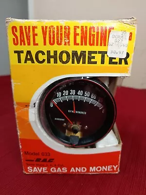 Vintage RAC 1970's Tachometer 8000 RPM 12 Volt  Model 633 Solid State 468 Cyl • $99.99