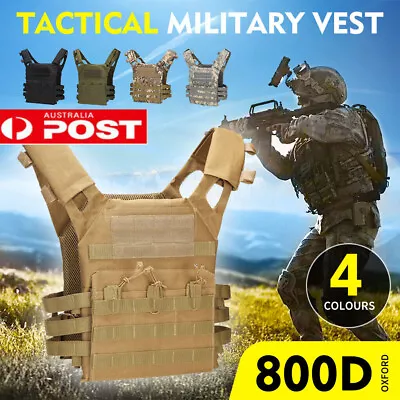 Military Tactical Vest JPC Airsoft Molle Combat Plate Carrier Paintball Hunting • $38.42