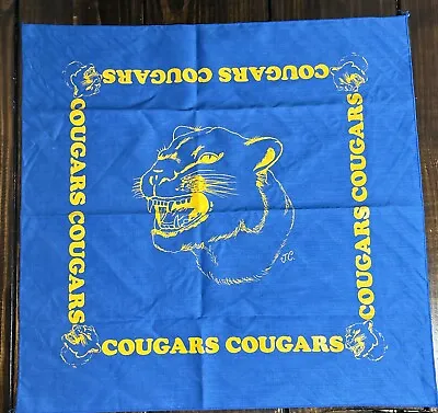 Vintage Cougars Blue Gold Yellow  School Team Handkerchief Bandana • $12.99