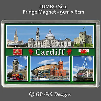 £3.35 • Buy Cardiff Fridge Magnet - JUMBO Size [9cm X 6cm] Wales & Welsh Flag Gift Souvenir