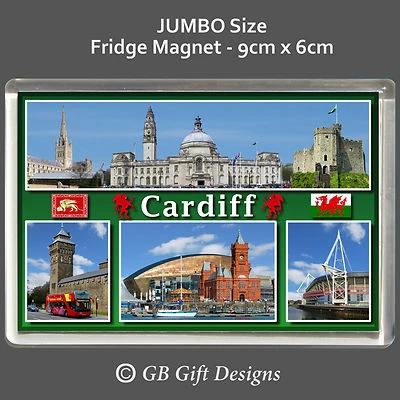 £3.95 • Buy Cardiff Fridge Magnet - JUMBO Size [9cm X 6cm] Wales & Welsh Flag Gift Souvenir