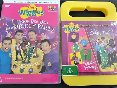 THE WIGGLES YUMMY YUMMY/WIGGLE TIME! & HOOP-DEE-DOO IT’s A WIGGLY  PARTY - GOOD • $18.95