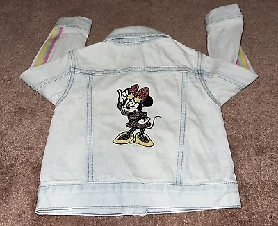 Disney Toddler Girl’s Minnie Mouse Sequin Pendant Trucker Denim Jacket Size 4 • $24.89