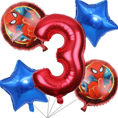 $4.99 • Buy Spiderman Balloons Bouquet 3rd Birthday 5pcs - Party Supplies Decoration