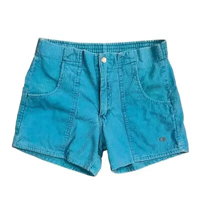 VTG 90s Turquoise Ocean Pacific OP Corduroy Elastic Snap Waist Surf Shorts 28 • $21.39