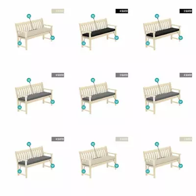 Outdoor 2 3 4 Seater Bench Pad Waterproof Fabric Garden Furniture Seat Cushion • £10.99