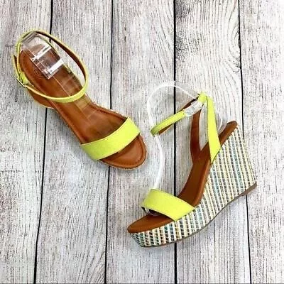 Dolce By Mojo Moxy Striped Sandal Wedges Size 10 • $27.19