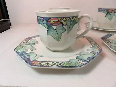 Pasadena Villeroy Boch Cup 6 Oz Saucer 6 Inch Octagonal Grape Leaves Germany EUC • $20