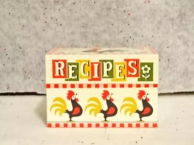 Vintage Stylecraft Rooster Tin Metal Recipe Box Index Card File Address Farm Hen • $29.99
