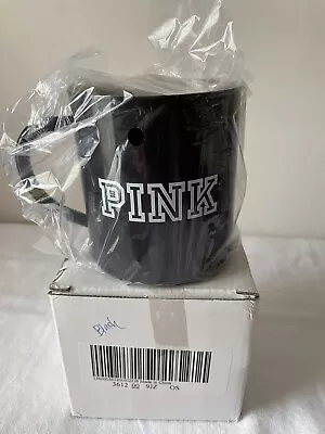 Victoria's Secret PINK Dog Black Silver Stainless Steel Coffee Mug Cup 14 Oz New • $14.99