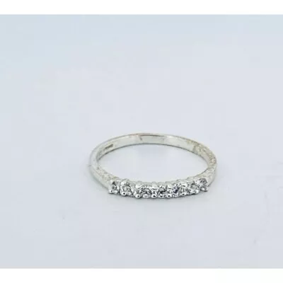 Elegant STE BEE Sterling Silver Vintage Estate CZ Stack Band Ring Size 6.5 • $20