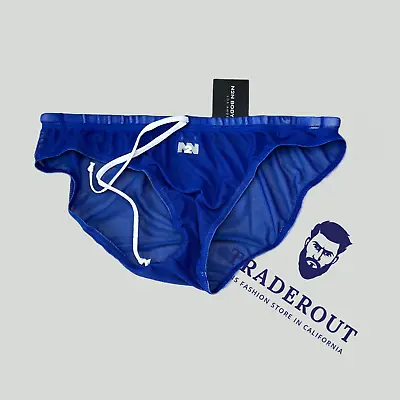 N2N Bodywear Men Blue Sheer Mesh Swim Brief Swimwear Underwear Size M L • $45