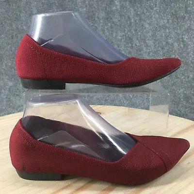 MIA Shoes Womens 6.5 Casual Comfort Slip On Pointed Toe Loafer Red Fabric Flats • $19.54