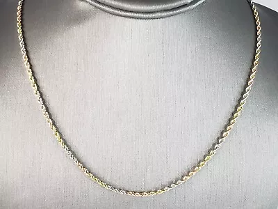 Womens Vintage Estate 14K Tri Colored Gold Rope Chain Necklace 8.4g E6406 • $820