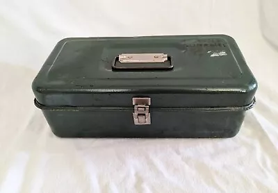 Vintage '60s Green Metal Tackle Box/Tool Box W/Inner Shelf - Good Cond. • $24.99
