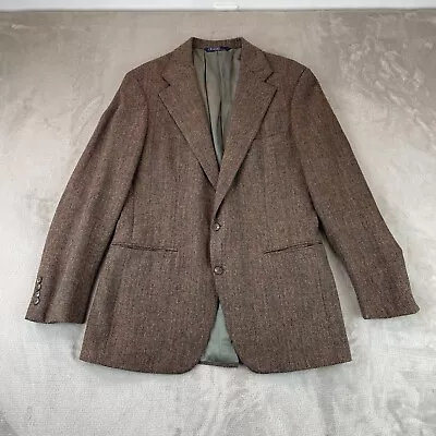 Vintage Ralph Lauren Polo Blazer Sport Jacket 40R Brown Herringbone Tweed USA • $99.88