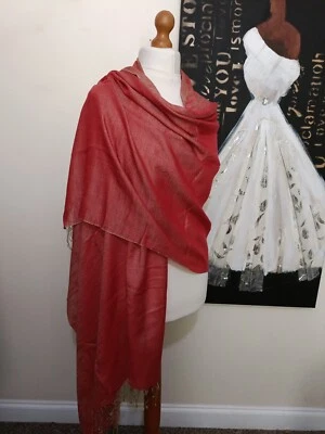 £19.99 • Buy Original Pashmina Pure Cashmere  Shawl Oversized Scarf Burnt Orange Gold New 