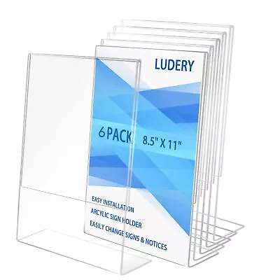 6 Pack 8.5x11 Inch Acrylic Sign Holders Flyer Document Brochure Display Holders • $34.15