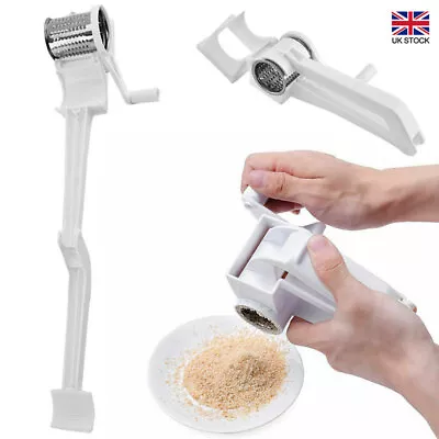 Stainless Steel Kitchen Cheese Vegetable Grater Hand Held Rotary Shredder Cutter • £5.89