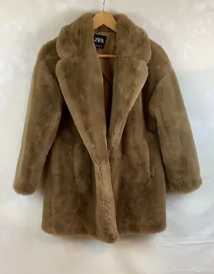 Zara Faux Fur Teddy Camel Coat Jacket Size Small • $49.26