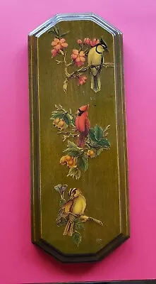 Rare Vintage Birds Decoupage On Wood Wall Art Plaques Retro  • $17.95