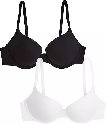 Iris & Lilly Women's Cotton Push-Up T Shirt Bra Pack Of 2. BLICT001 • £12.99