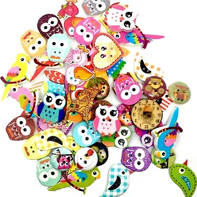 50 Pcs Birds Theme Wood Buttons For Sewing And Craft Embellishment • £3.49