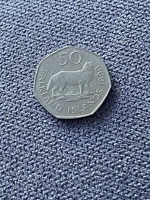 1998 Queen Elizabeth II Falkland Islands Warrah Fox Fifty Pence 50p Coin • £2.50