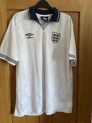 Official Umbro England Football Home Shirt Italia 90 World Cup Large With 19 • £19.95