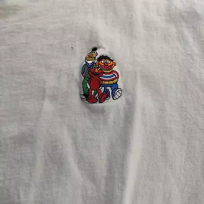 Vintage  Single Stitch Shirt Sesame Street Men Extra Large White Bert Ernie Elmo • $39.95