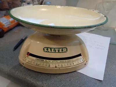 Vintage Metal Salter Kitchen Scales 5  High Dish 9  Diameter • £14