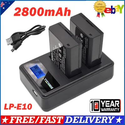 2X LP-E10 LPE10 Battery + USB Dual Charger For Canon EOS 1200D 1300D Kiss X50 QP • $35.99