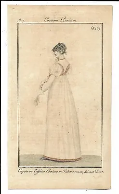 Journal Des Dames   Regency Fashion  Costume Parisien   1807  Plate 826 • £12.99