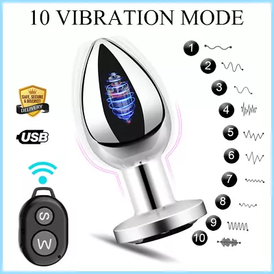 $39.95 • Buy Vibrating Anal Vibrator Butt Plug Remote Control Prostate Massager Metal Sex Toy