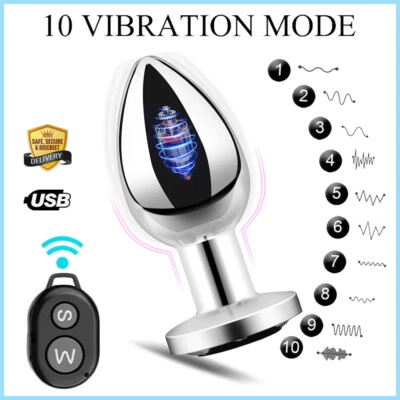 Vibrating Anal Vibrator Butt Plug Remote Control Prostate Massager Metal Sex Toy • $28.95