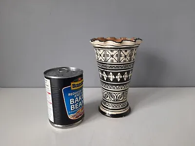 £12 • Buy Moroccan SAFI Earthenware Vase In Black And White - Rustic - Signed - 16.5 Cm