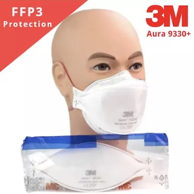 3M Aura 9330+ FFP3 Face Mask X10 Unvalved Respirator | Trusted Seller | UK Stock • £15.99