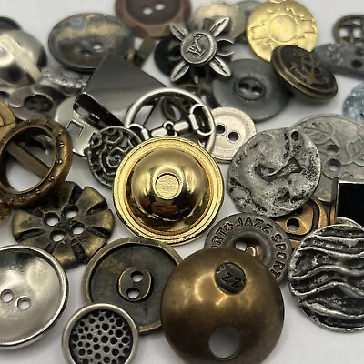 Rare Mix! 100 RARE MIXED LOT Of Metal Buttons OLD-VINTAGE & NEW • $14.99