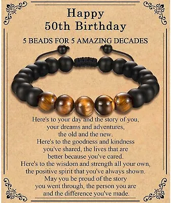 TEVOP 21st 30th 40th 50th 60th 70th Birthday Gifts For Men Tiger Eye Stone...  • £18.90