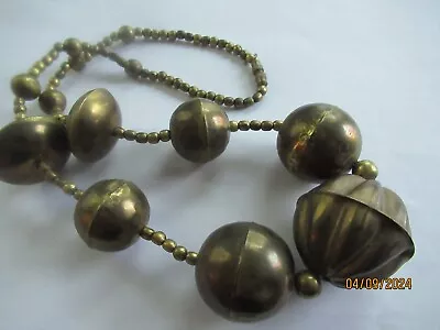 Vintage Ethnic Boho Brass Beaded Necklace 22in • $15.99
