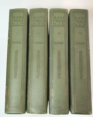 RARE Antique 1912 Mark Twain A Biography 4-Volume Complete Set By Paine • $86.25