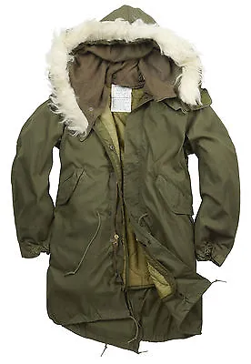Fishtail Parka Army Genuine US M65 Original Winter Lined Hooded Long Coat Olive • $490.84
