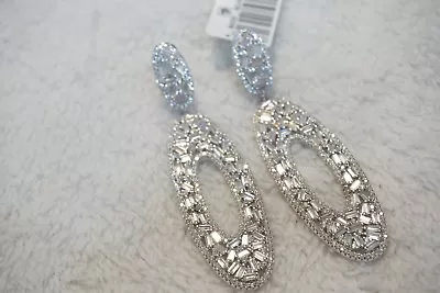 MACYS Tiara Cubic Zirconia Oval Drop Earrings In Sterling Silver • $69.99